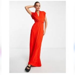 Espresso Elegant Coral Casual Cross Over Front Maxi Dress Size XL